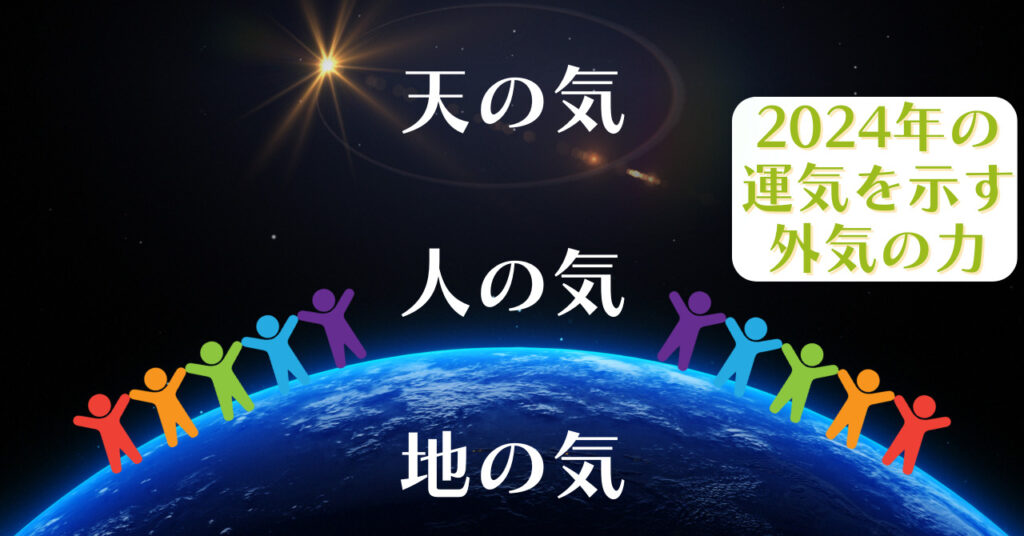 宇宙空間と天の気・人の気・地の気のテキストのイメージ