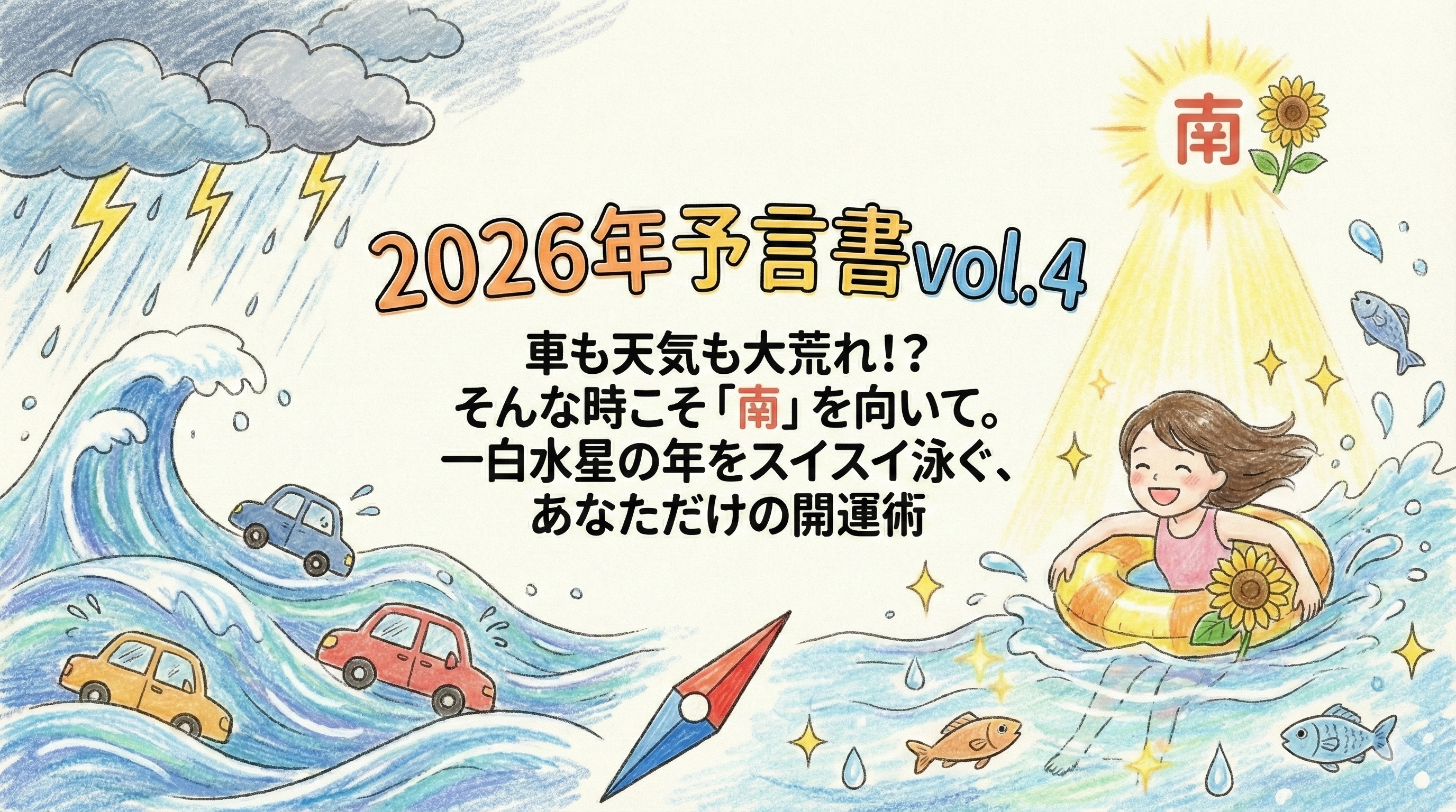 【2026年予言書vol.4】車も天気も大荒れ！？そんな時こそ「南」を向いて。一白水星の年をスイスイ泳ぐ、あなただけの開運術